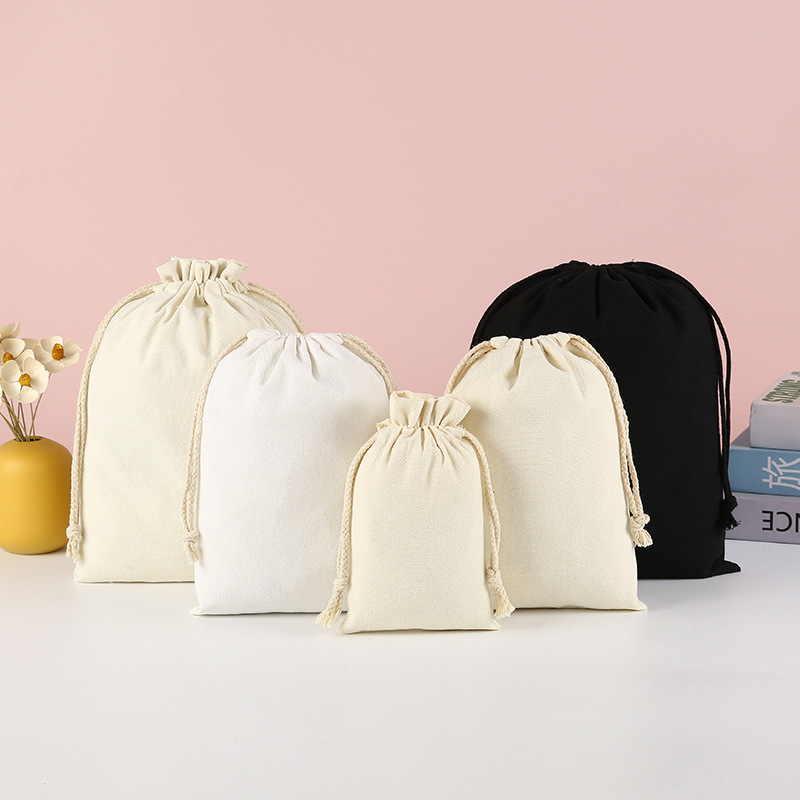 大号跨境束口袋帆布棉麻布袋抽绳小号布袋小批量定 制可印刷logo