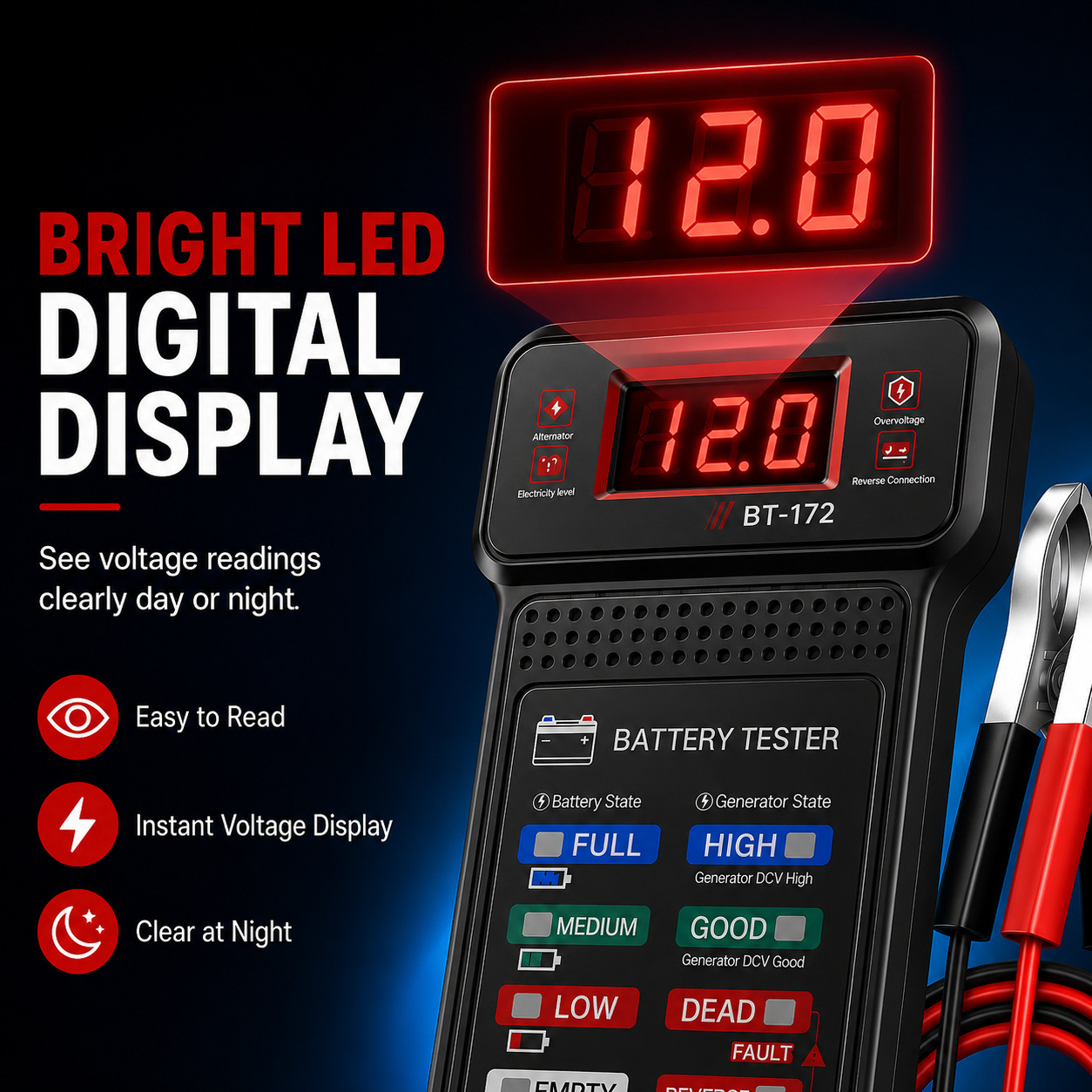 BT172 Professional-Grade Car Battery Tester, One-Click Diagnostic for Lifespan and Capacity, Intelligent Car Battery Detection