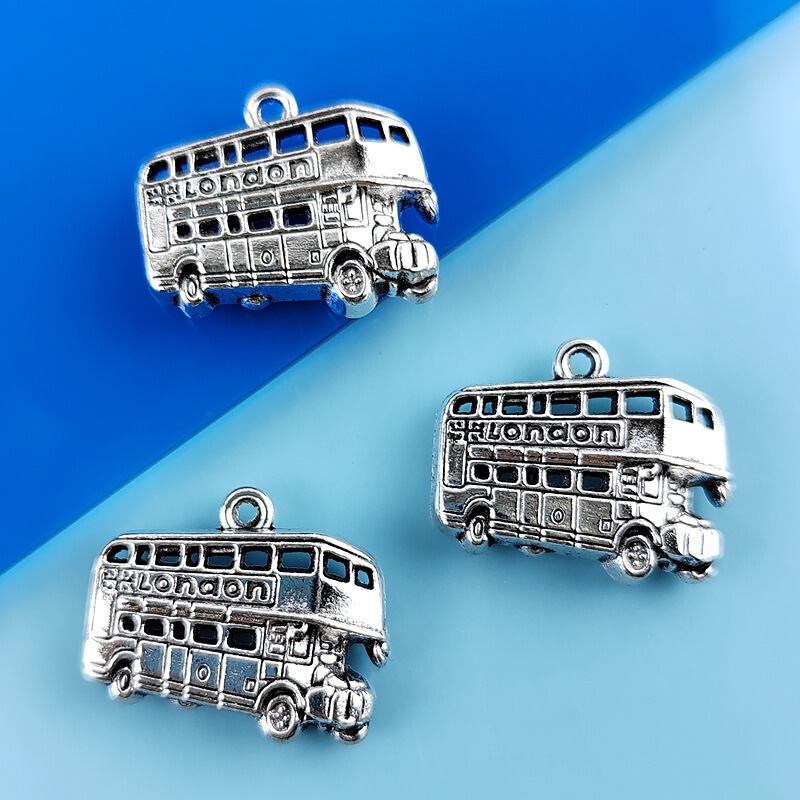 2.5*1.9cm Transportation DIY Alloy Accessories Bus London Double-Decker Bus Charm Necklace Pendant