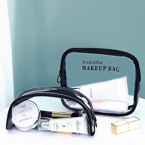 ins style transparent cosmetic bag set portable business travel large-capacity waterproof toilet bag foundation lipstick storage
