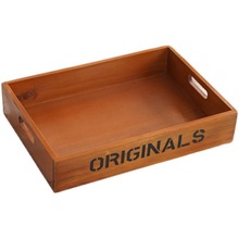4IQO批发大号分格木制收纳托盘 桌面长方形杂物整理盒装饰复古木