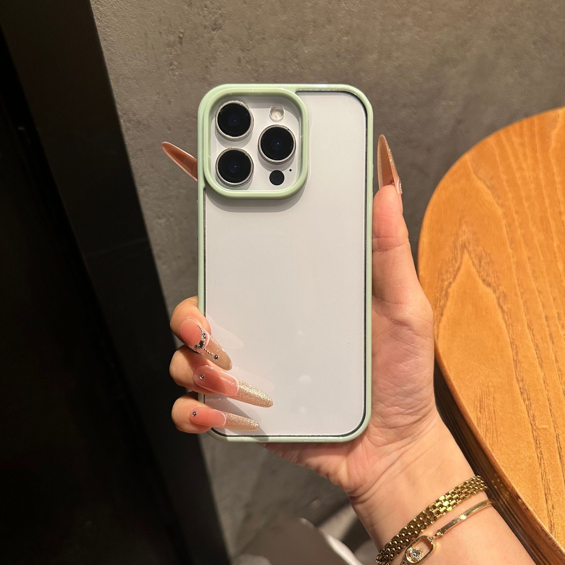 iPhone 16 Pro Max şeffaf akrilik dopamin kontrast renkli kenarlıklı Apple 15 koruyucu kılıf