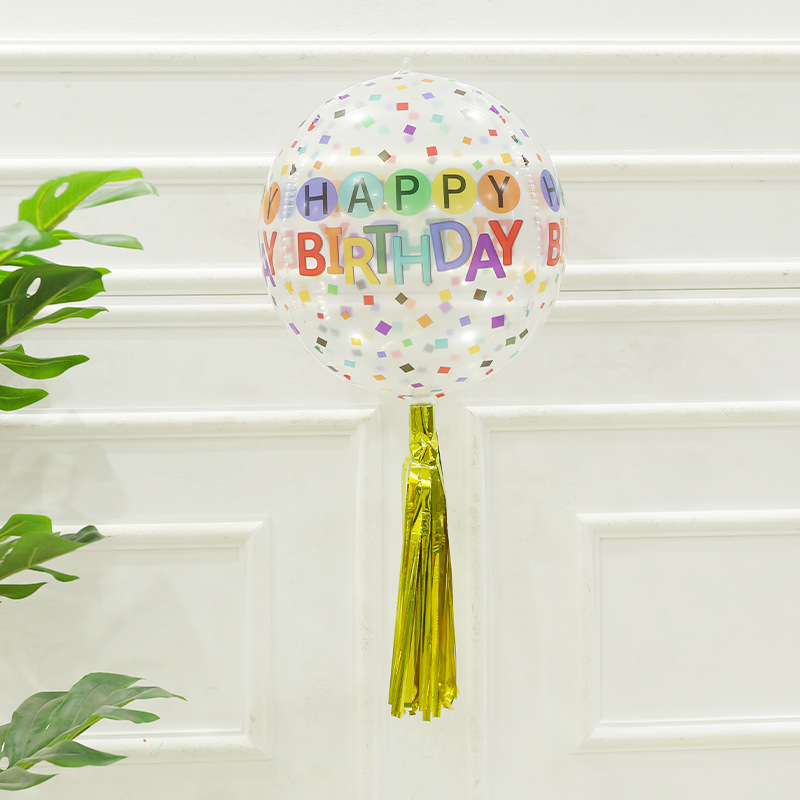 Cross-border children's birthday party 22-inch transparent colorful letter birthday balloons Instagram celebrity 4D floating bubble ball