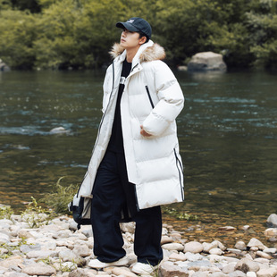 Customized Logod017 Cross-Border Large Cotton Coat Winter New Couple Spliced Cotton Coat Men and Women Mid-Length Over-The-Knee down