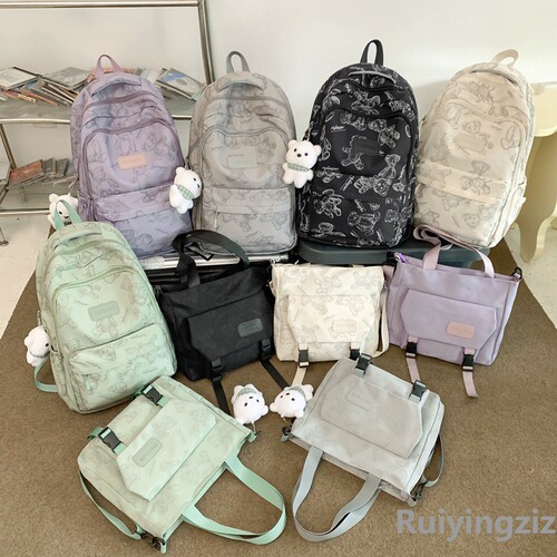 Japanese-style casual middle school double-shoulder backpack primary school reduced burden backpack for middle school students, Ins high-quality backpack, waterproof bag