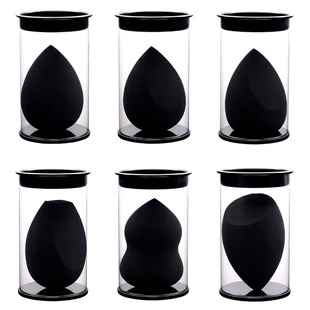 Cross-border black mark cylinder beauty egg black water drop cut seal three-cut makeup sponge powder puff