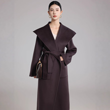 2025秋冬新款30%羊绒双面毛呢大衣羊毛外套中长款高级感连帽气质