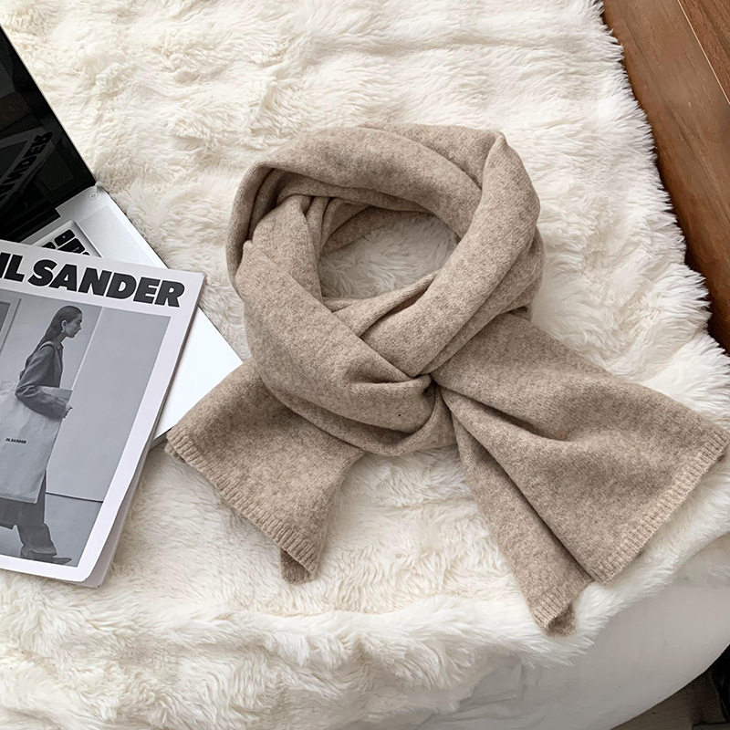 Nuevo otoño y invierno bufandas de punto de color sólido para mujeres coreanas simple versátil grueso caliente estudiantes parejas de cuello buñuelo