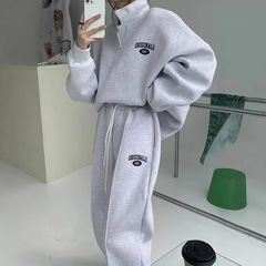 休闲时尚套装女小个子秋冬加绒加厚高级感小洋装两件套跑步运动服