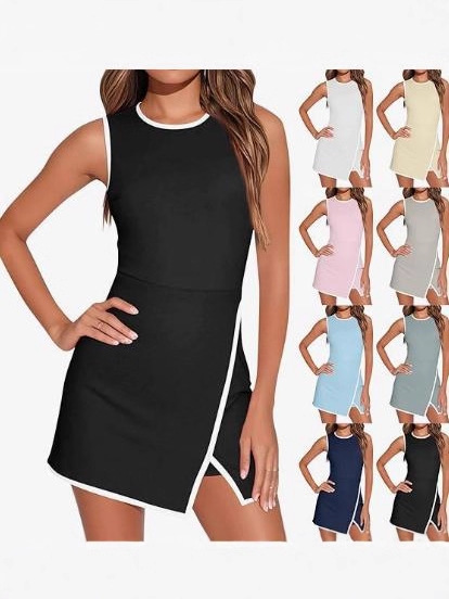 summer comfortable solid color dress for leisure