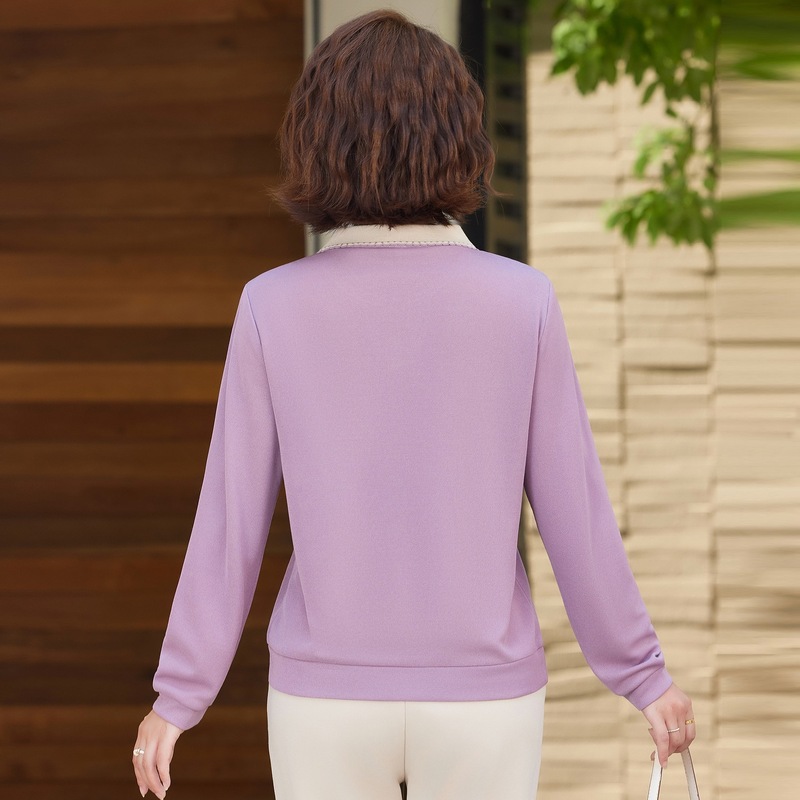 中老年秋季妈妈上衣女时尚秋装薄款中年人衣服长袖女装宽松女打底|undefined