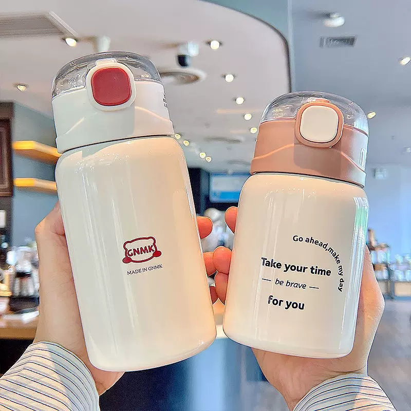 简约礼品保温杯女生吸管杯子ins高颜值网红大人学生儿童水杯批发