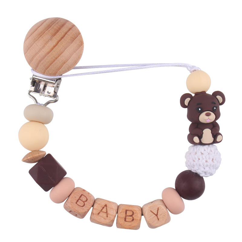 Productos para niños pequeños clip de tetina de beech creativo caricatura bebé 3D oso de silicona mordida de dientes molares tetina cadena anti-caída cadena