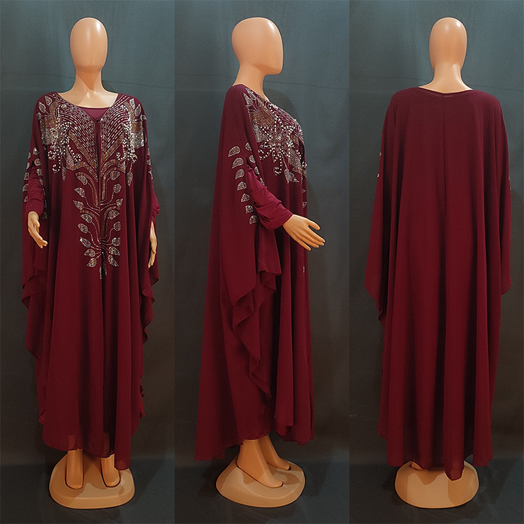 Abito da donna in chiffon caldo con diamanti caldi per l'industria pesante, produttore di abbigliamento femminile musulmano mediorientale 8623_voghion.com
