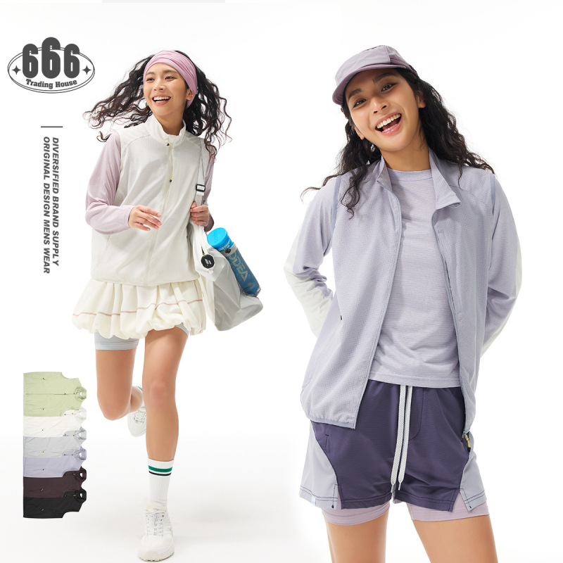 Shibuya Element Summer Breathable Running Vest for Men and Women, Stand-Up Collar Outdoor Vest Functional Jacket F6251