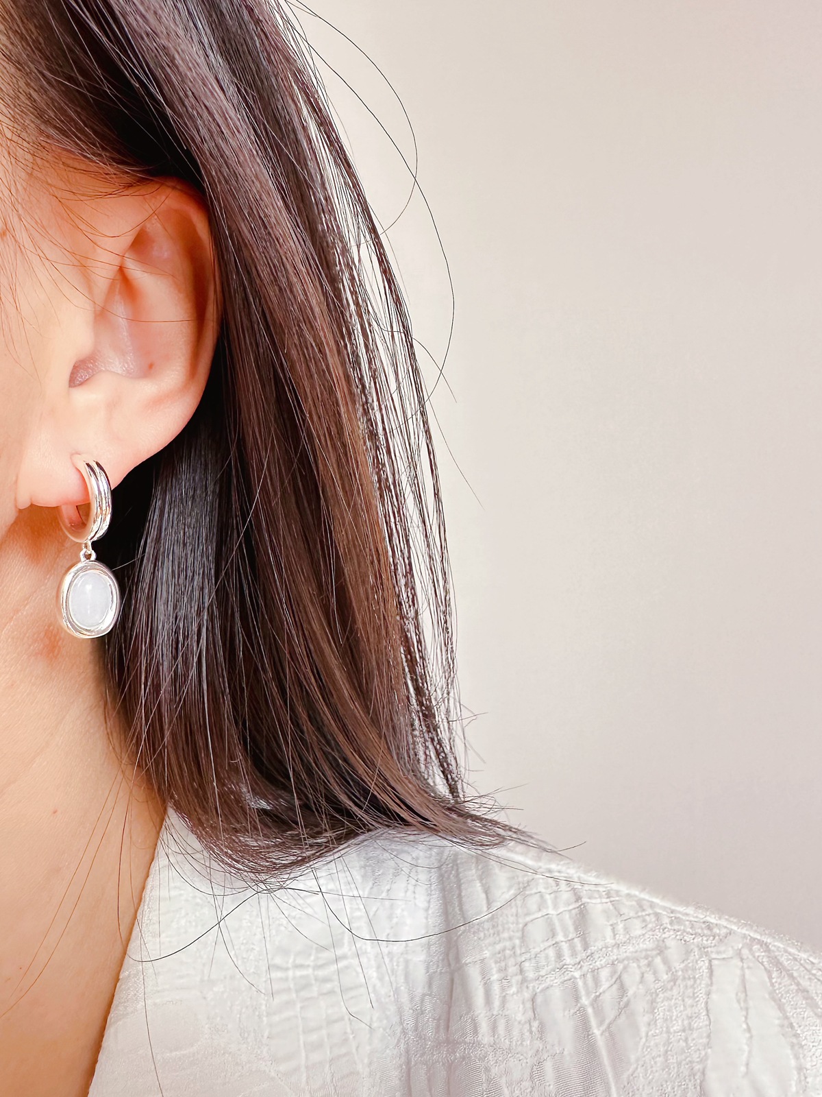 10g Weight 925 Sterling Silver Ear Needle Material 18K Gold Plated Plating Material Natural Stone Inlay Material 1 Pair Casual Simple Style Oval Plating Inlay Brass Natural Stone 18K Gold Plated Drop Earrings