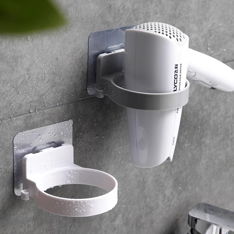Hair Dryer Holder, No-Drill Bathroom Storage Rack, Wall-Mounted Hair Dryer Stand
