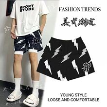 闪电美式篮球运动小短裤男不过膝高街休闲四分裤健身训练透气款夏