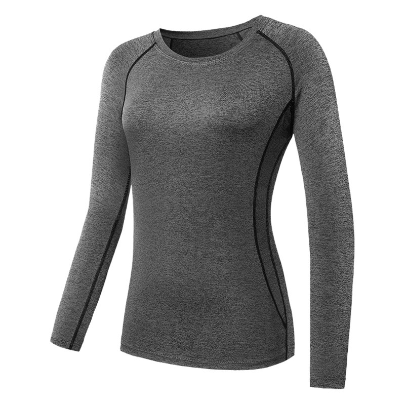 Camiseta Deportiva de Manga Larga para Mujer F8021 Seda de Leche Secado Rápido para Yoga y Running