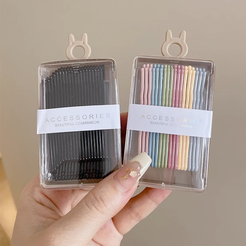 Clip de color simple horquilla en forma de U clip de cabello fijo lado Bangs horquilla rota horquilla negra tocado