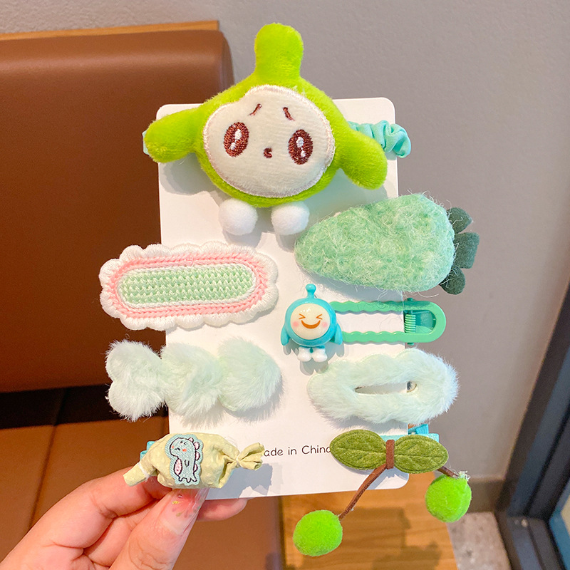 2023 nuevo huevo horquilla de dibujos animados linda chica de alto aspecto horquilla banda de goma tocado tela de Niña Accesorios para el cabello