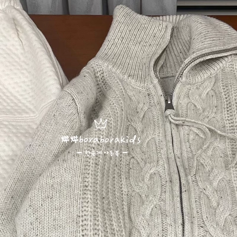 Летняя одежда, демисезонный свитер, детская связаная down jacket, кардиган на молнии, детская одежда, для подростков