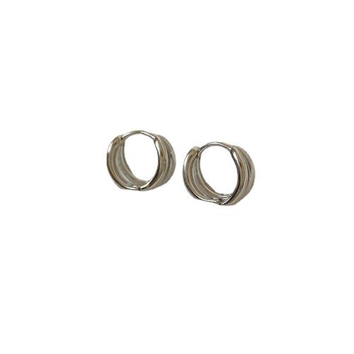 S925 silver ring ear buckle ring earrings versatile cold style earrings Korean style fashion trendy double ring accessories