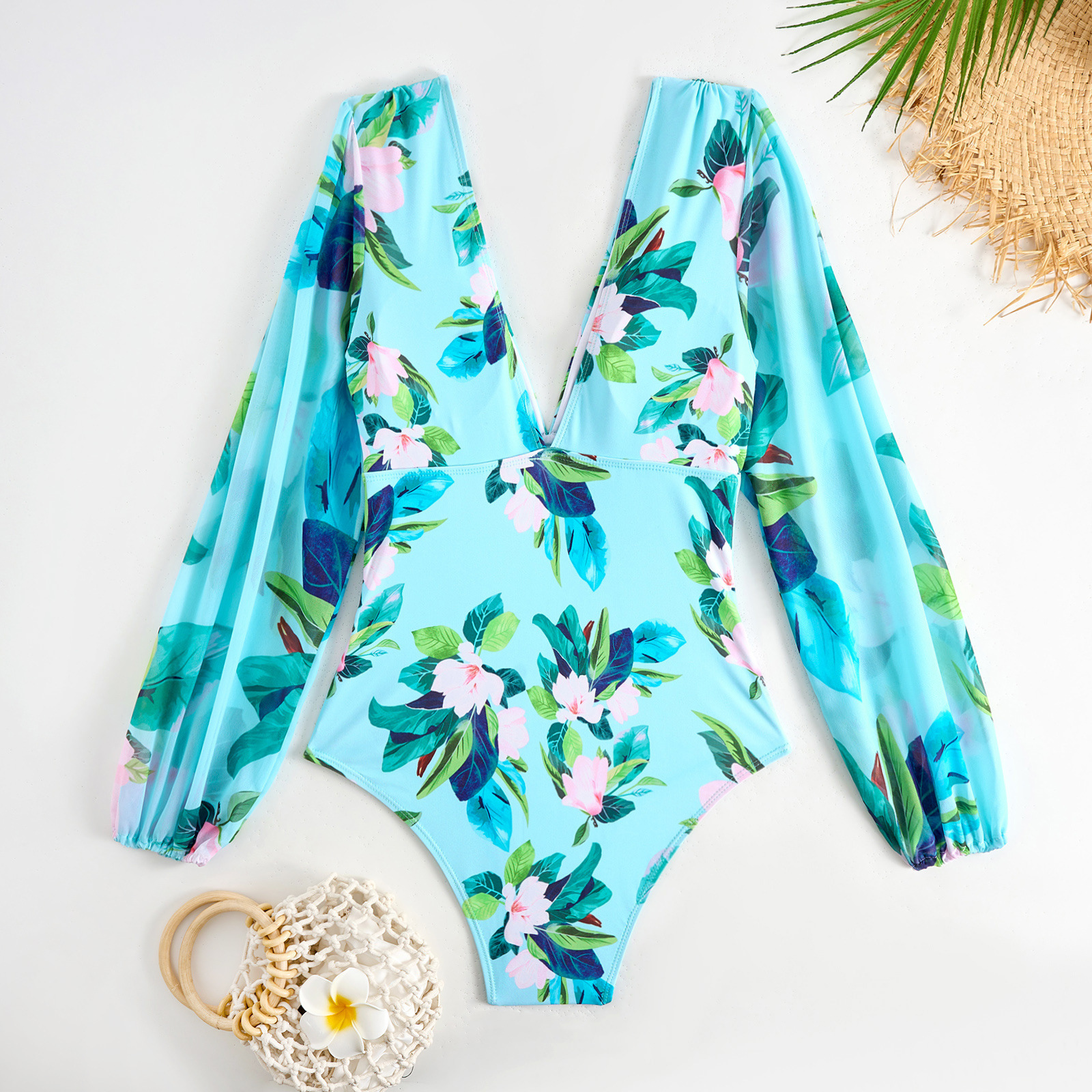 Costume da bagno intero sexy da donna con gonna in rete, set a due pezzi_voghion.com