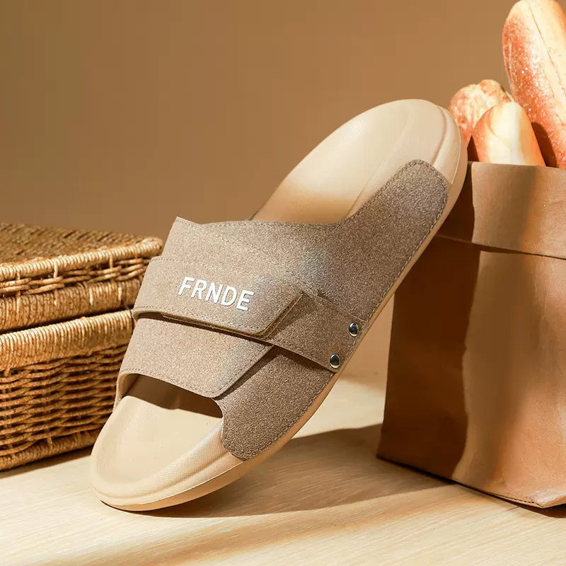 FRNDE芬利达新款可调节夏季可外穿厚底沙滩拖鞋皮革凉拖办公室男