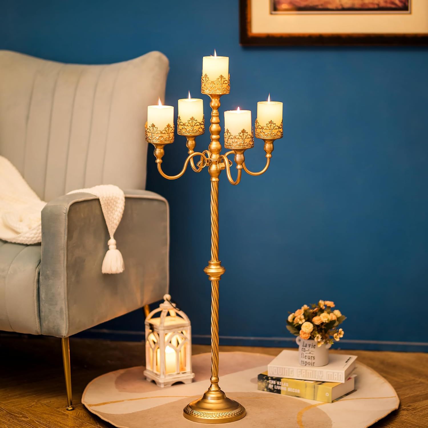 Vela grande retro estadounidense transfronteriza B & B Hotel Decoración suave Taza de vela de hierro forjado Accesorios de boda Porta de vela Adornos