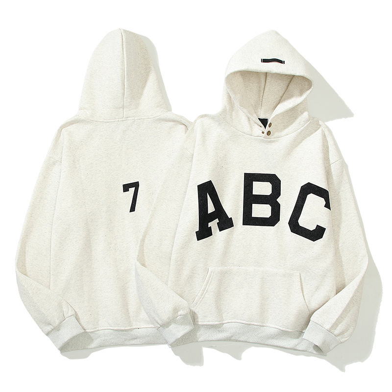 Sudadera con Capucha para Hombre ABC de Algodón Engrosado Corte Holgado image 4