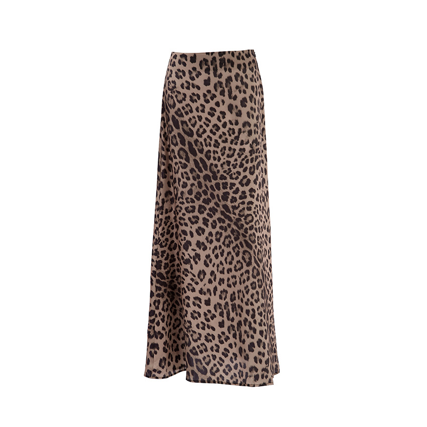 210g Weight Maxi Long Dress Dress Length Type Skirt Dresses Type Polyester Fabric Type Mid Waist Waist Line Inelastic Elasticity Holiday, Date Occasion Slim Fit Type Leopard Pattern Summer Season Women's Gender Zipper Design Streetwear Style Summer Streetwear Leopard Polyester Maxi Long Dress Skirts 1
