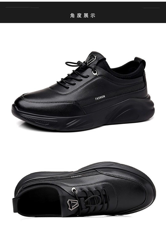 Giày nam sneaker da thật cổ thấp đế bệt thoáng khí chống trượt dễ phối đồ — Màu đen 19682, Bông đen 19682-2 chi tiết 17