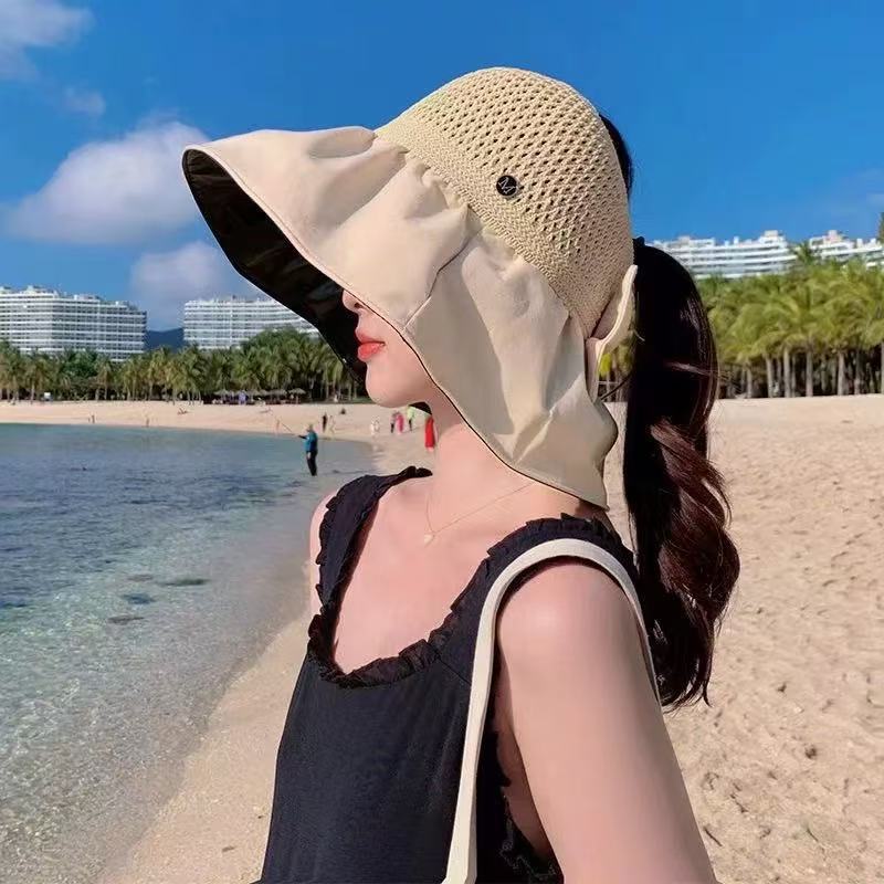 女性用日焼け止め帽子、UV保護日よけ帽子、顔を覆う折りたたみ可能なビニール漁師の帽子、海辺の大きなつばの日よけ帽子|undefined