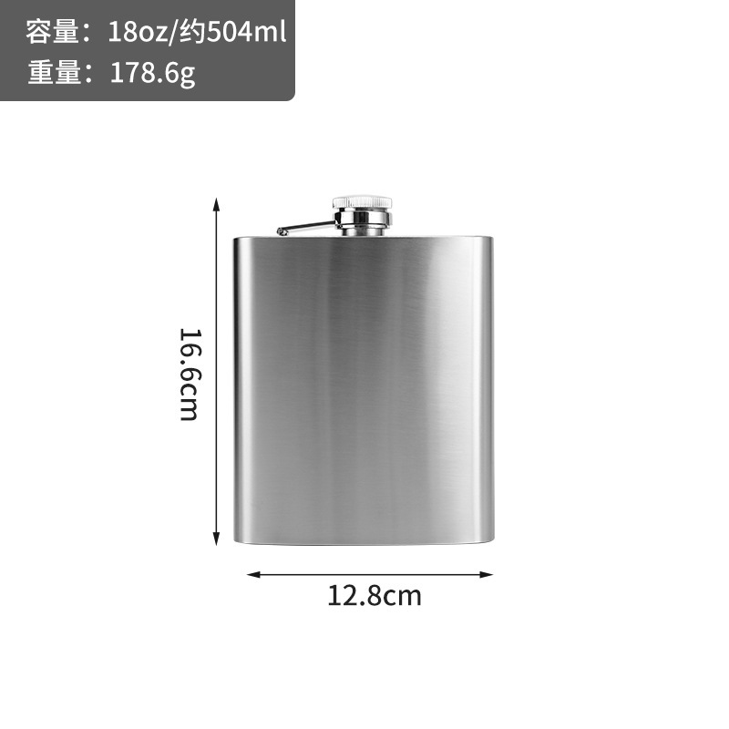 Venta directa de fábrica de cantimplora de vino plana de acero inoxidable de 1-18 oz, botella de vino de acero inoxidable con estuche de cuero, juego de vino portátil para exteriores.