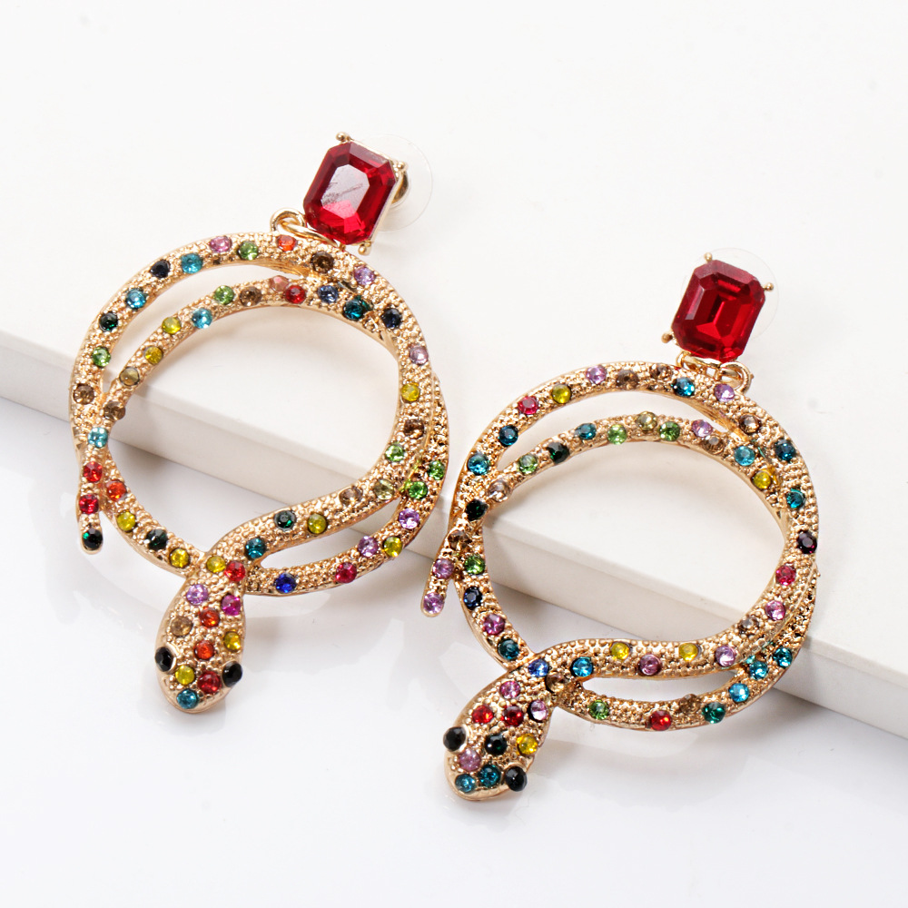 Fashion Inlaid Diamonds Long Snake Earrings Wholesale display picture 8