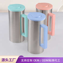 不锈钢冷水壶单层加厚冲茶壶韩式家用果汁壶酒店餐厅水扎壶1.8L