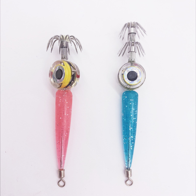 Bajo el agua LED trampa de peces luz colección de peces Luya cebo electrónico de madera camarón luminoso calamar gancho pulpo sepia soplando tubo artefacto