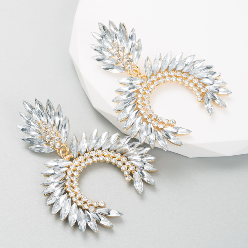 Daily Occasion Fashion Geometric Alloy Plating Inlay Rhinestone Drop Earrings