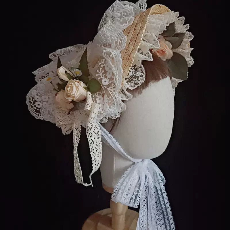 Оригинальная соломенная шляпа плоская шляпа лолитa handmade великолепная элегантная чай клуб сад французский фото Ponte BNTBB шляпа