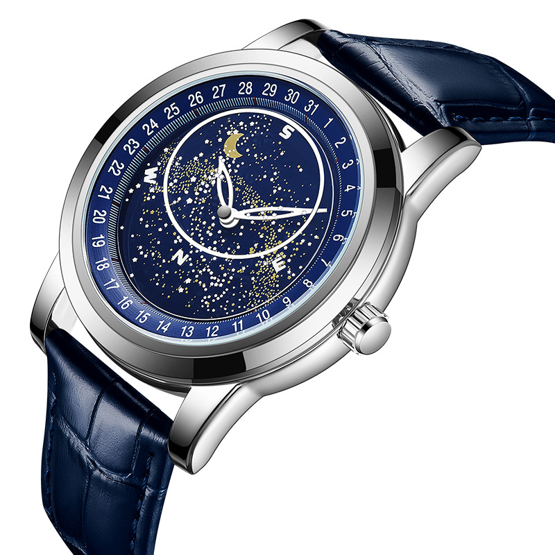 SANDA 7001 Correa estrellada reloj mecánico automático reloj de negocios reloj creativo para hombres