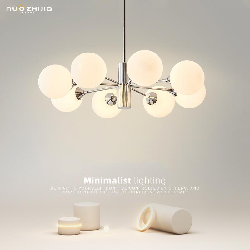 跨镜轻奢客厅吊灯包豪斯新款卧室灯北欧魔豆分子书房餐厅灯奶油风