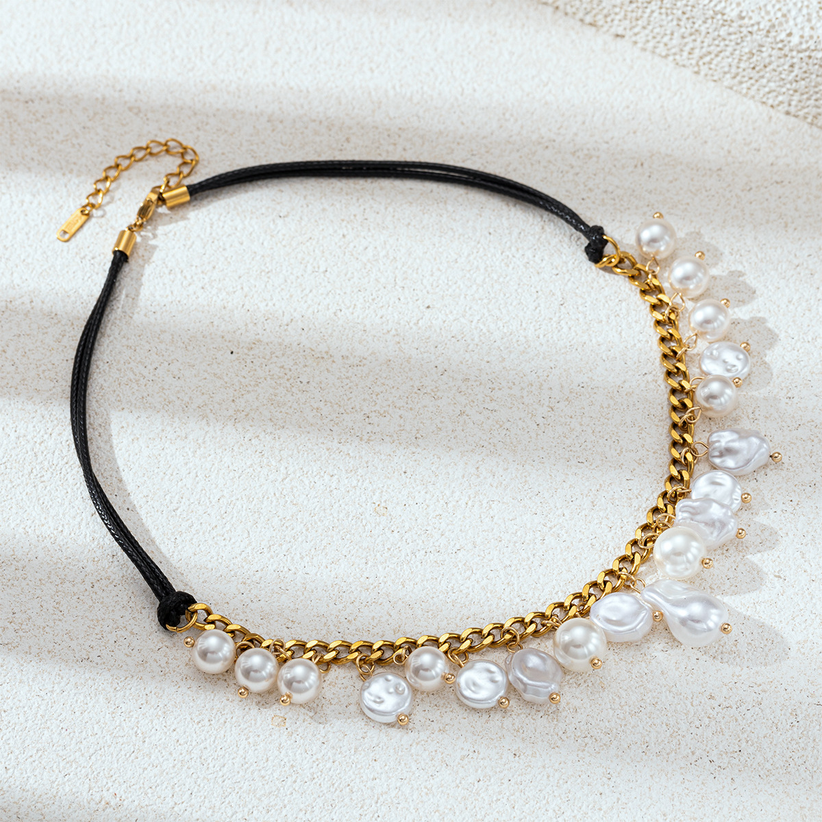 Collar de acero inoxidable de lujo ligero de alta calidad collar de perlas para mujeres no desvanecerse productos de venta calientes transfronterizos