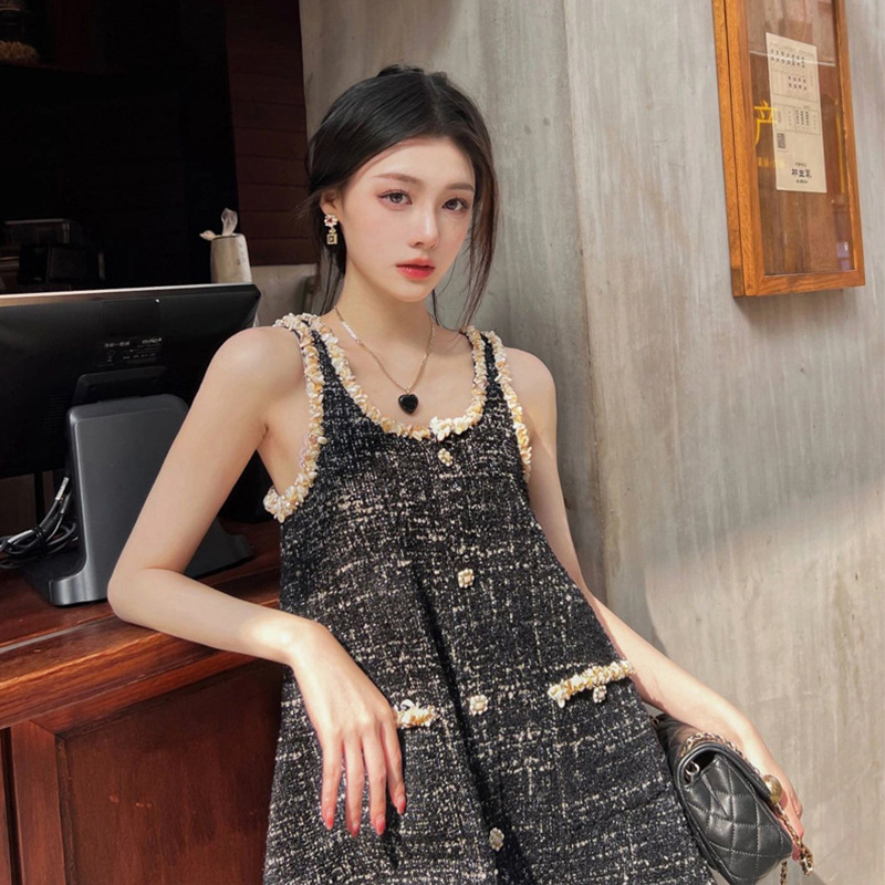 Chanel-Style Suspender Dress, New Summer 2026 French High-End Tweed Dress, Chic and Unique, Slimming Dress