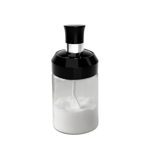 Glass seasoning jar seasoning oil bottle kitchen moisture-proof seasoning jar salt jar with spoon glass sauce bottle honey jar