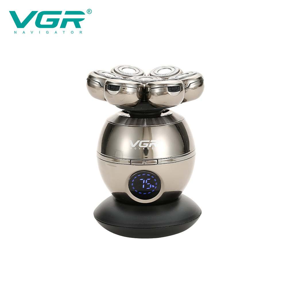 Multifunctional IPX5 Spherical Shaver 5 in 1 Rechargeable Hair Trimming Beard Removal Tool with Digital Display Base_voghion.com