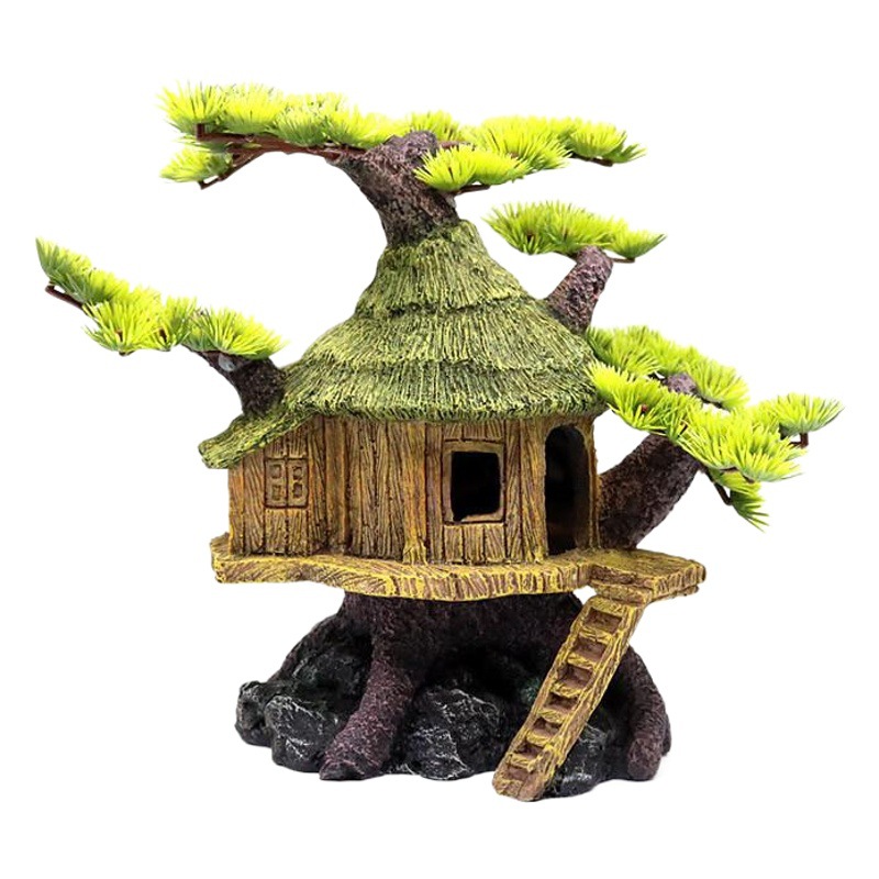 Tanque de peces paisajismo Castillo paisajismo refugio peces y camarones Shelter House cangrejo ermitaño crawlers caja Hobbit House Tree House