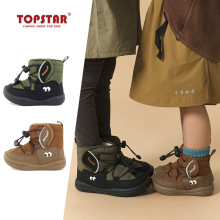 TOPSTAR正品儿童雪地靴冬季男童女童加绒短靴软底大眼睛3宝宝棉鞋