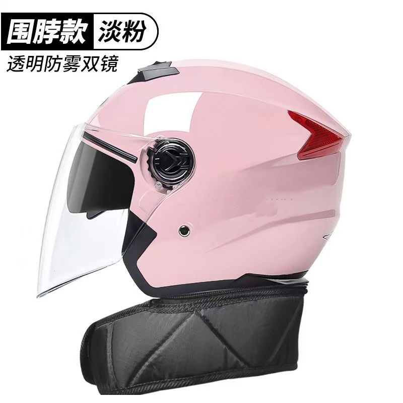 Motorcycle Helmet Winter: Universal Auto Parts and Accessories - 3c-pink-helmet-with-neck-protection-hd-sunscreen-double-lens