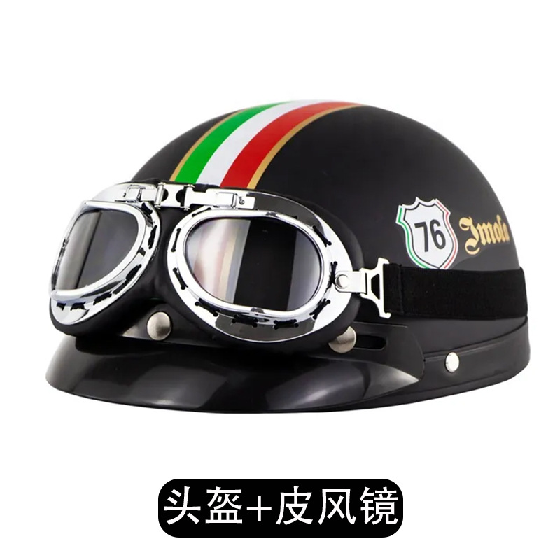 Women Electric Scooter – Motuoche Motosiklet kaskı (dəbilqə) - matte-black-italy-76-leather-goggles-one-size